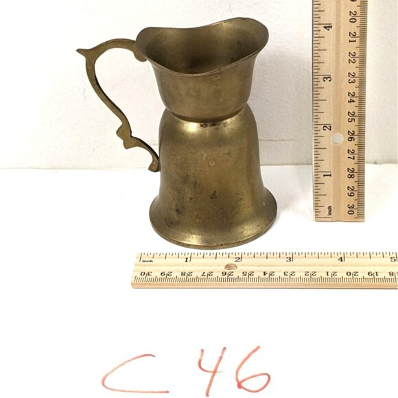 Vintage Gold Solid Brass Mini Pitcher w/ Handle 4 Inch High 3 Inches across 59b - Picture 8 of 8
